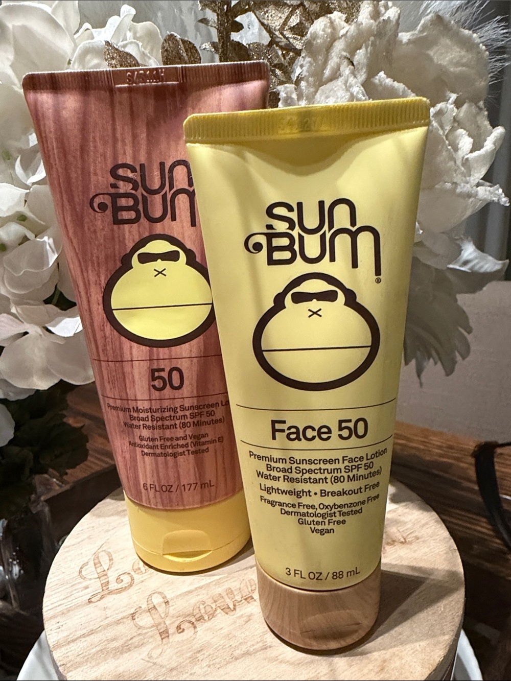 Sun Bum Face 50 Sunscreen Lotion and Sun Bum premium moisturizing lotion